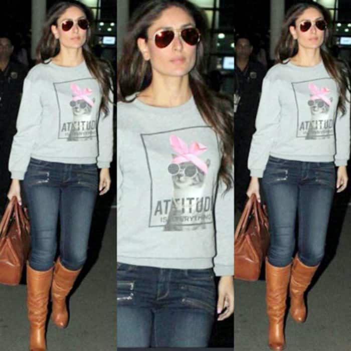 Kareena Kapoor Khan wearing a quoted tee-shirt