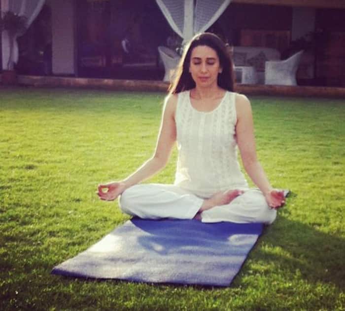 Karisma Kapoor doing yoga