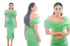 Karisma Kapoor Brings Freshness in Green Off-Shoulder Dress With Side Leg Split For Rs 83k Approx - See Latest Photos