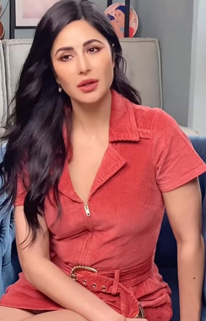 Katrina Kaif Sizzles in Red Hot Mini Corduroy Dress Check Viral Photos