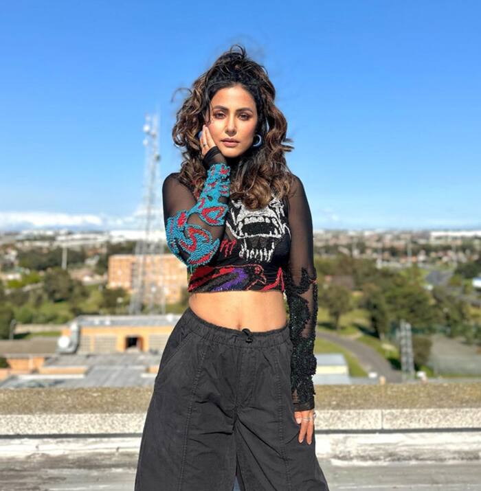 Khatron Ke Khiladi pics: Hina Khan makes stylish appearance in all-black avatar