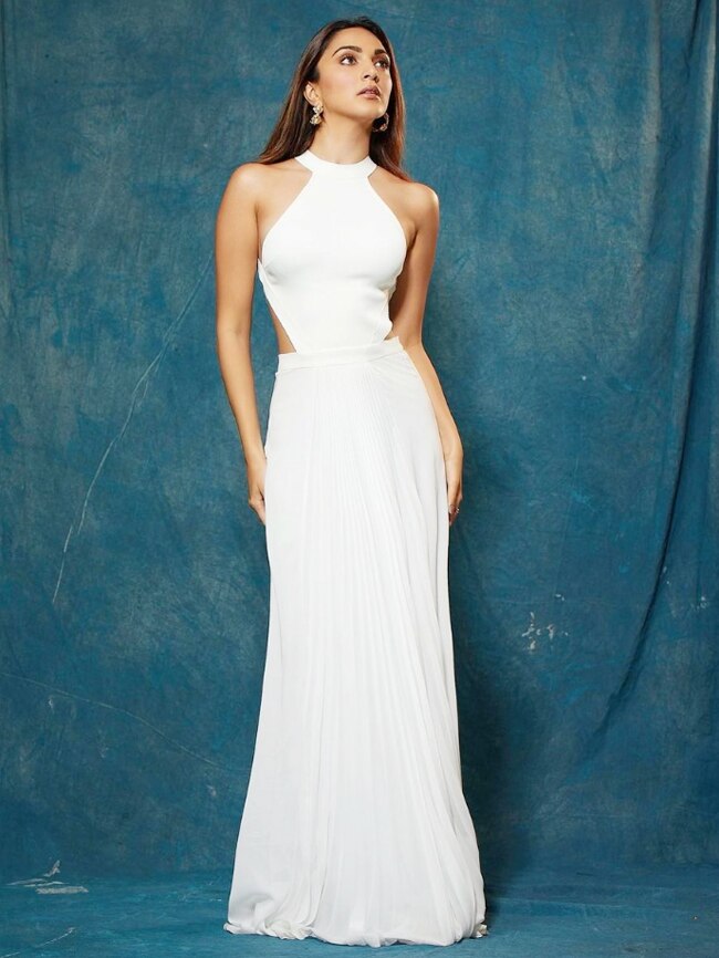 white backless gown