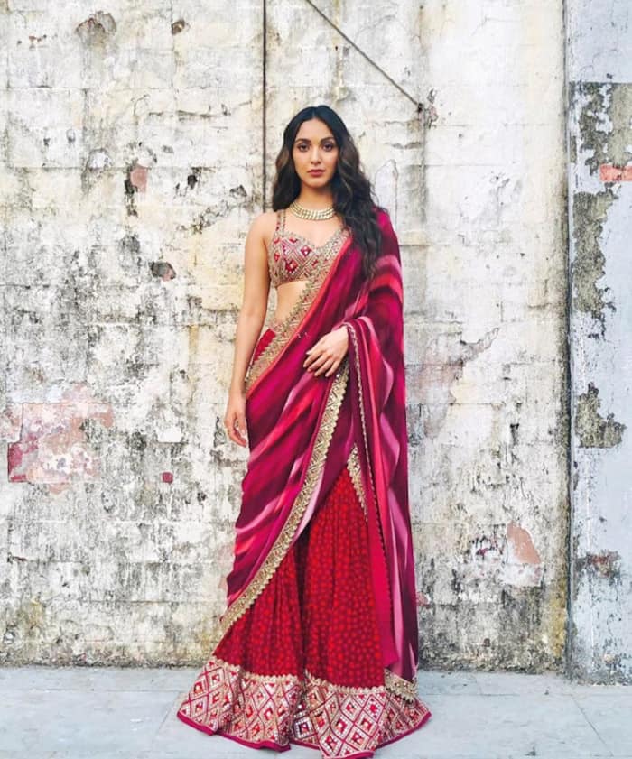 Kiara Advani wears a tiny blouse with her gharara while promoting Laxmmi Bomb