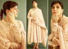 Kirti Kulhari is a Vision to Behold in Rose Gold Kurta Set | See