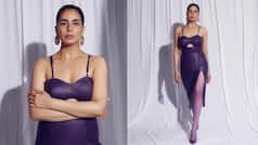 Kirti Kulhari Tempts Internet in Violet Leather Dress With Thigh High-Slit And Front Cut-Out| PHOTOS