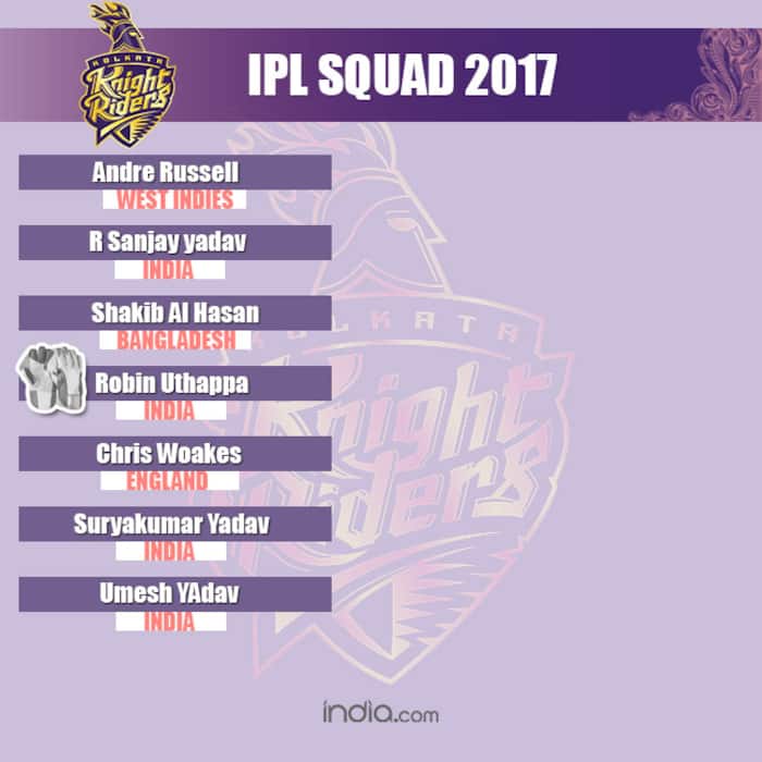 KKR team players for Vivo IPL season 10