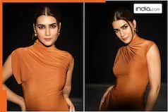 Kriti Sanon serves new colour for the festive season, rust orange in asymmetrical top and flared pants that is worth Rs...