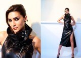 Kriti Sanon Makes Things Classy And Sassy in Sexy Black Thigh-Slit Leather Dress- HOT PICS