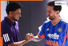 Kuldeep Yadav shares heartfelt moment with Lionel Messi during his India visit, Star Footballer gifts him…