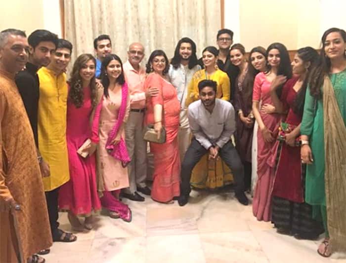 Kunal Jaisingh and Bharati Kumar with family during engagement function