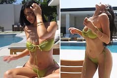 Kylie Jenner Oozes Oomph in Green Strapless Bikini, Pics