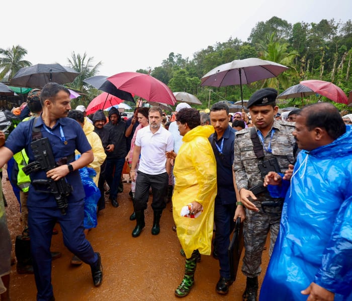 Leader of Opposition in Lok Sabha and Congress MP Rahul Gandhi along with party leader Priyanka Gandhi Vadra in Wayanad