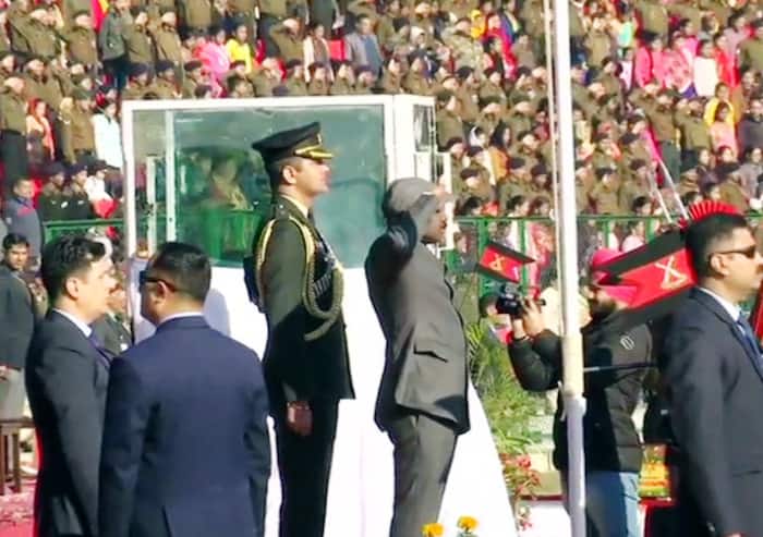 Lieutenant Governor Girish Chandra Murmu hoists the national flag in Jammu