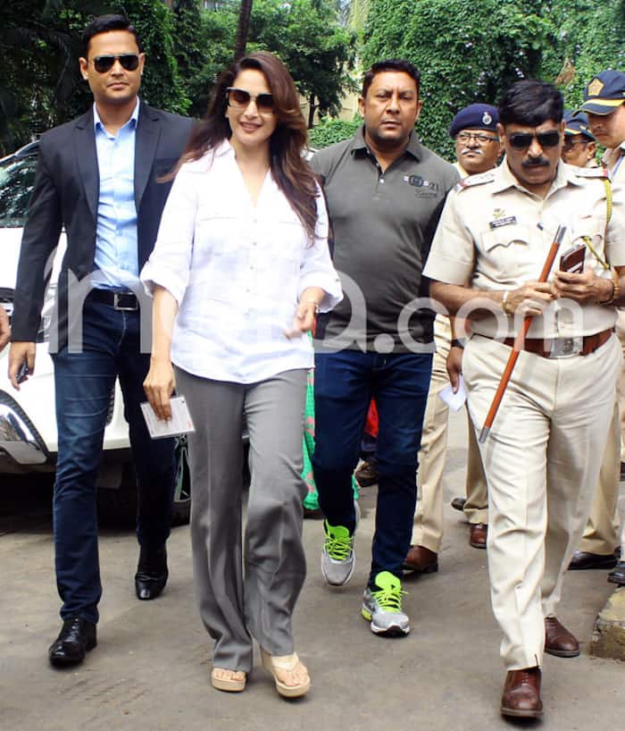 Madhuri Dixit-Nene was clicked while heading towards polling booth.