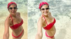 Mandira Bedi Raises Hotness as She Flaunts Hot And Sexy Body In Red Bikini