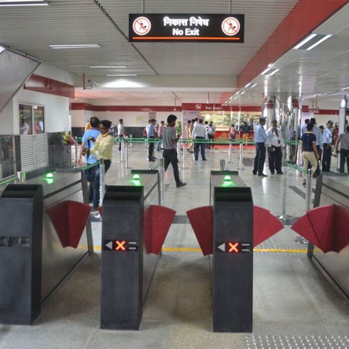 Metro gates of Alamgarh metro station in Uttar Pradesh
