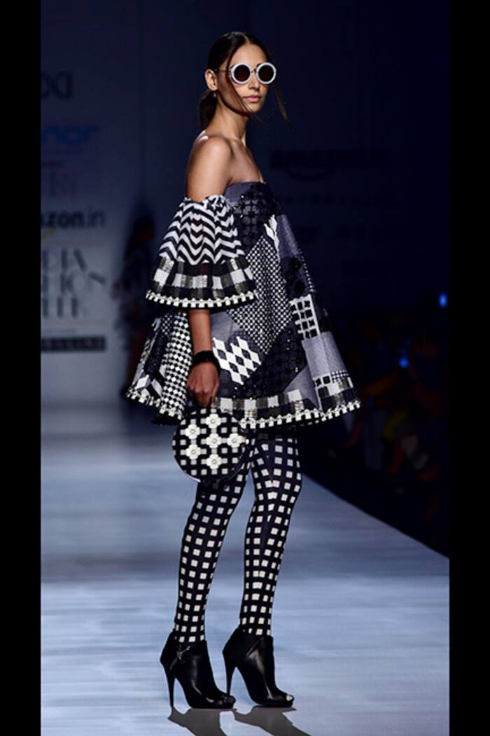 Model showing off another design of Rina Dhaka during AIFW Spring Summer collection 2017