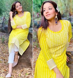 Bhojpuri Sensation Monalisa Is A Ray Of Sunshine In A Yellow Chikankari Suit Set, See PICS