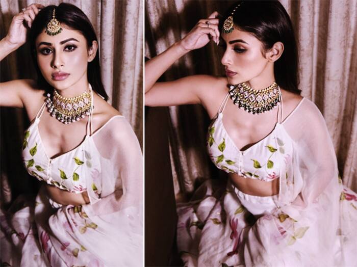 Mouni Roy in Hot Pink BANARSI WOVEN LEHENGA