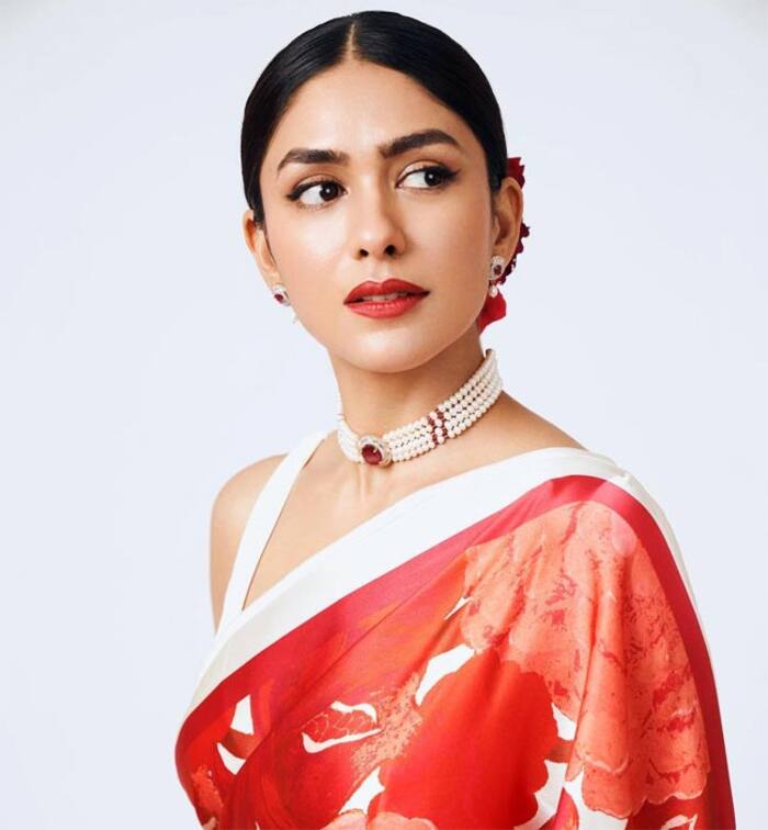 Mrunal Thakur is a Dream Girl in a Ruby Red Silk Saree Worth Rs 27k as