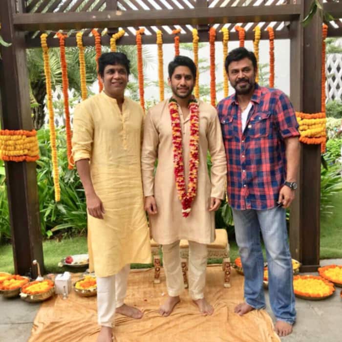 Naga Chaitanya with father Nagarjuna Akkineni and uncle Daggubati Venkatesh
