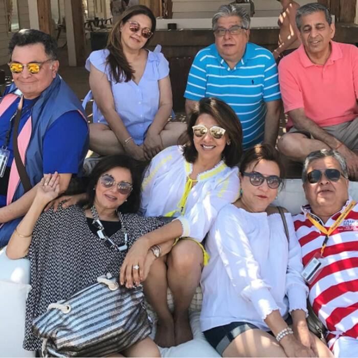 Neetu Kapoor and Rishi Kapoor with their friends during cruise vacation