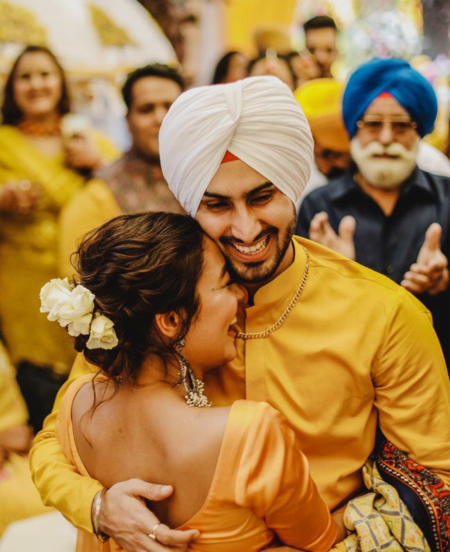 Neha Kakkar in Yellow Saree, Rohanpreet 