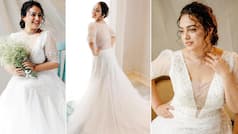 South Sensation Nithya Menen Looks Stunning in White Lace Wedding Dress With Elaborate Veil| Photos