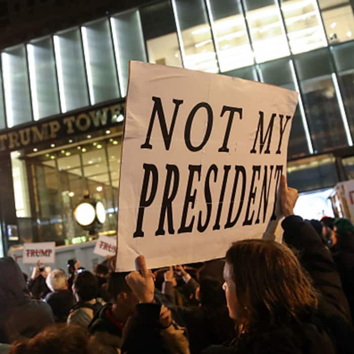 Not My President slogan for new US President Donald Trump