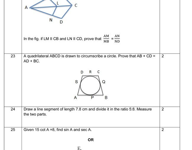 2021 maths question paper class 10 state board