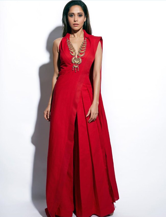 simple red gown