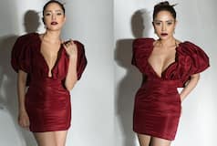 Nushrratt Bharuccha Stuns in Red-Hot Bodycon Dress With Deep Neckline, Pics