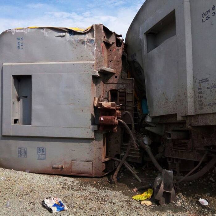 Overturned coach of Kaifiyat express in Auraiya