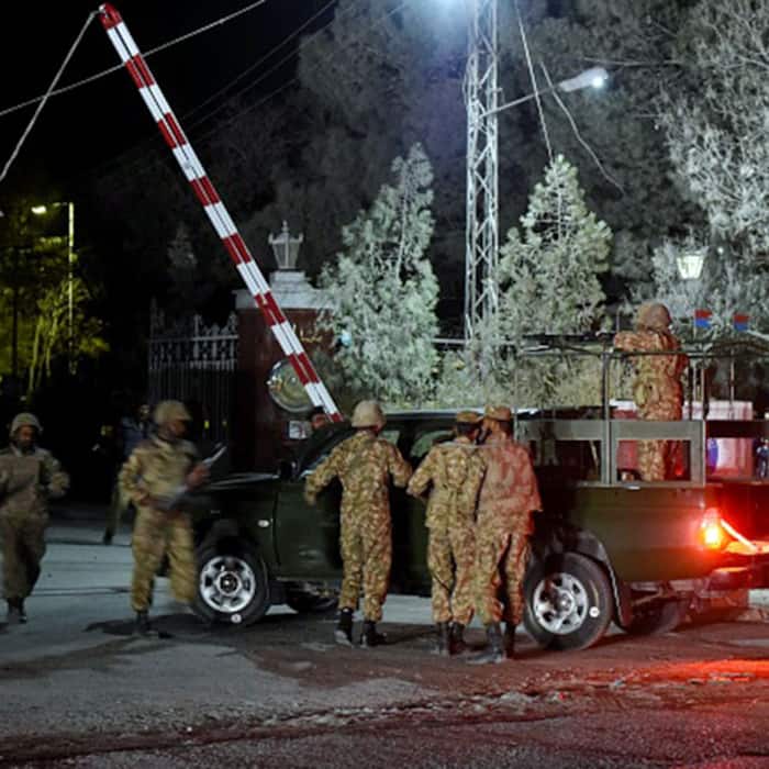 Pakistani army soldiers outside Police Training College Quetta