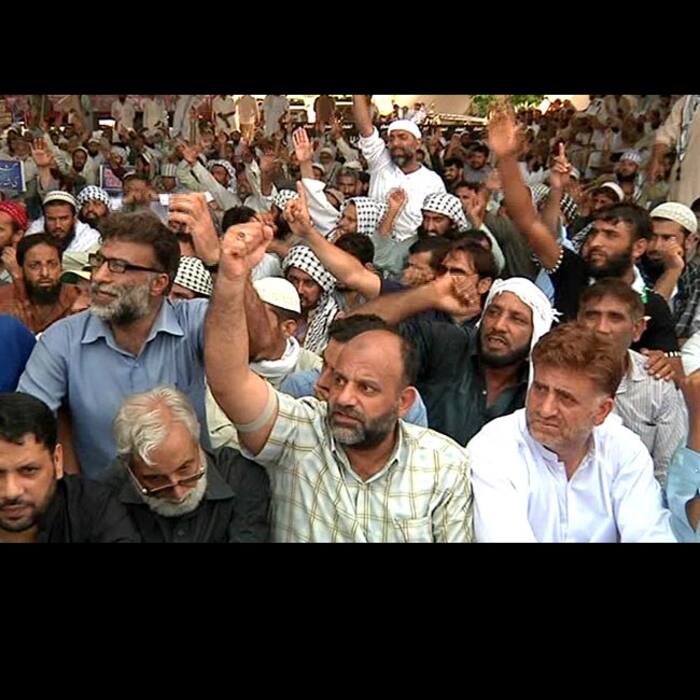 Pakistanis protest against Rajnath Singh