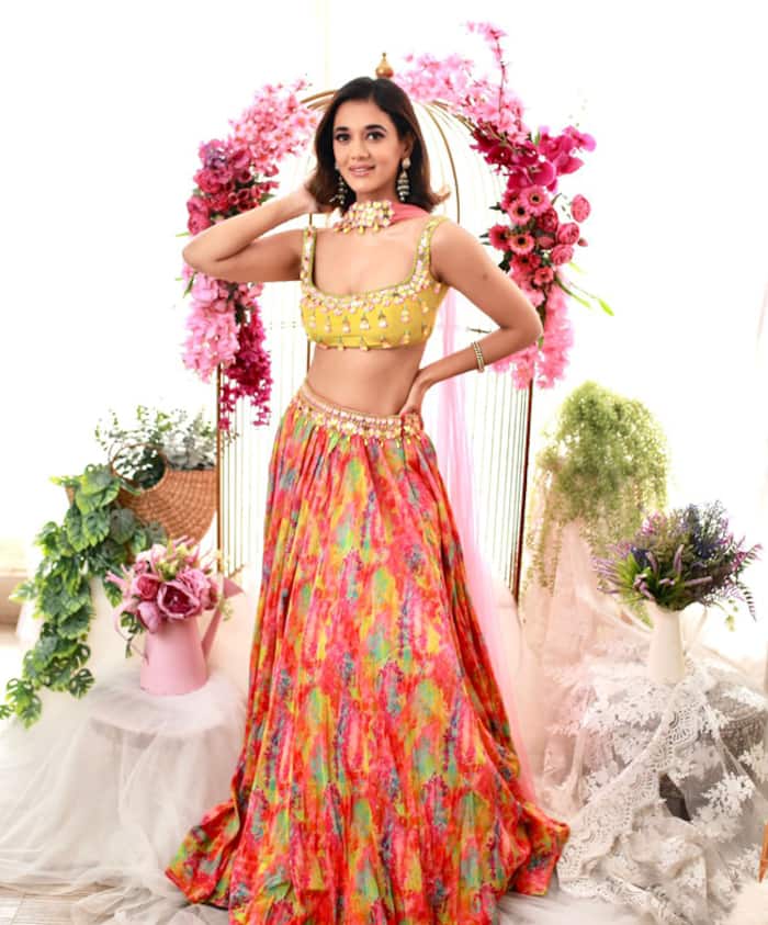Peach Pink Pastel Lehenga