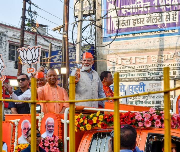 PM Narendra Modi holds a roadshow