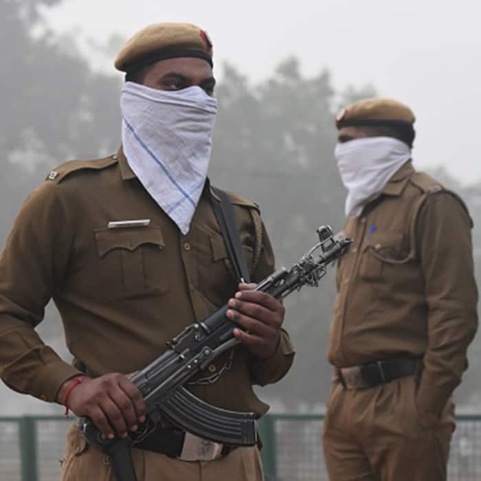 Police officials patrolling in Delhi’s India Gate