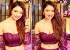Pooja Banerjee Wears a Shiny Purple Dress to Look Like Jasmine For Kumkum Bhagya