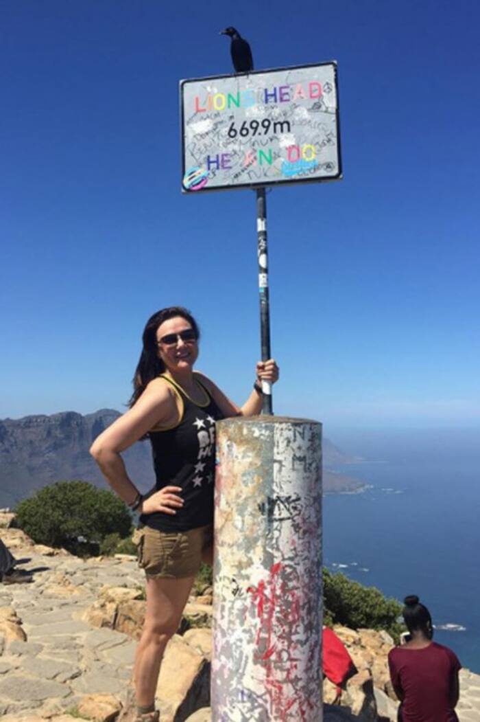Preity Zinta after climbing a mountain in South Africa
