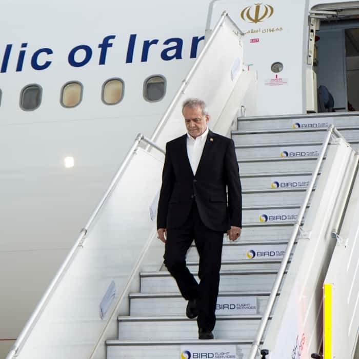 President of Iran Masoud Pezeshkian arrives in India