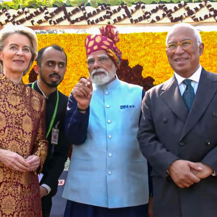 Prime Minister Narendra Modi attends the 77th Republic Day celebrations at Kartavya Path