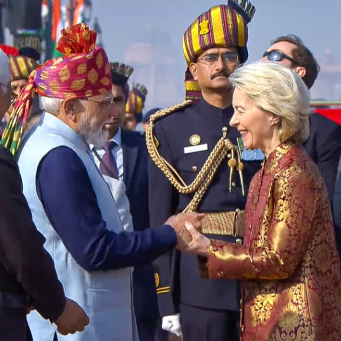 Prime Minister Narendra Modi attends the 77th Republic Day celebrations at Kartavya Path