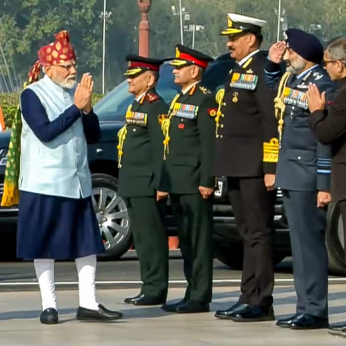 Prime Minister Narendra Modi attends the 77th Republic Day celebrations at Kartavya Path