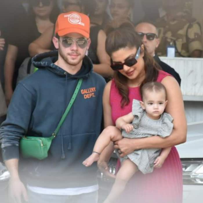 Priyanka Chopra and Nick Jonas pose at private airport in Mumbai