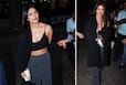 10 Photos of Priyanka Chopra Making a Stunning Exit From Mumbai Airpoirt in Black Blouse And Diamond Necklace