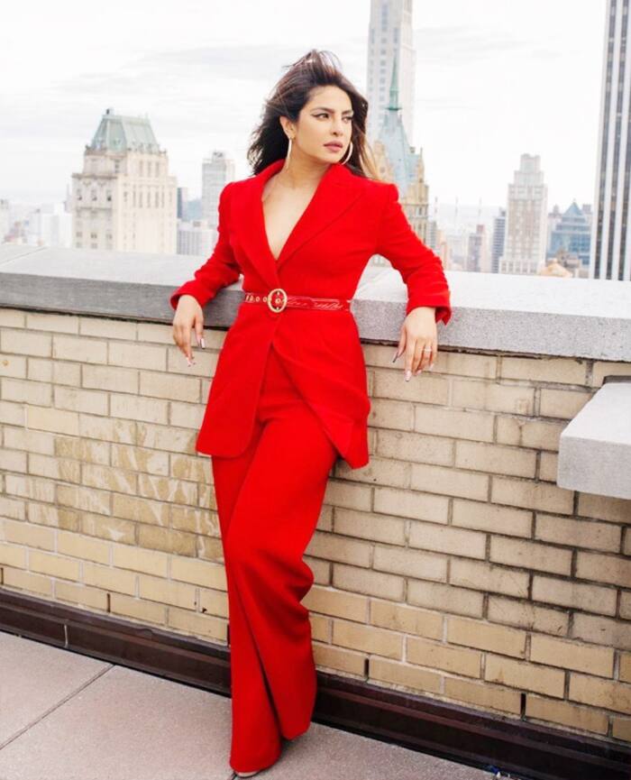 Priyanka Chopra Jonas wears the brightest red pantsuit thats worth Rs 2 lakh