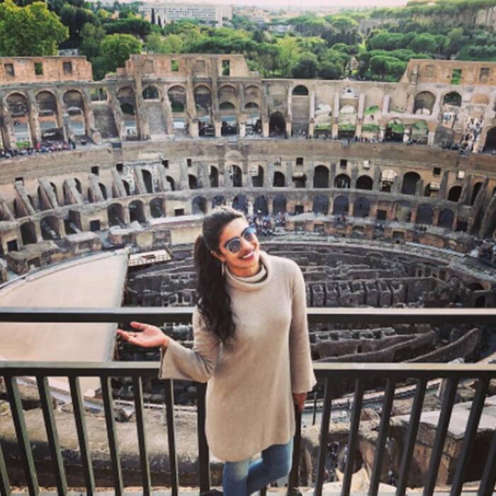 Priyanka Chopra poses at the Colosseum in Italy