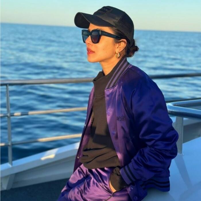 Priyanka Chopra rock comfort swagger in purple suit