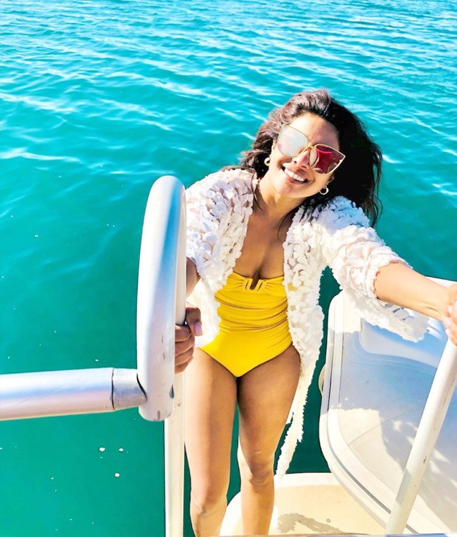 Priyanka Chopra Swags It Up In Yellow Monokini And Sheer White Cover Up Priyanka Chopra Swags It Up In Yellow Monokini And Sheer White Cover Up